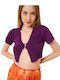 Kate Women's Crop Top Short Sleeve Purple