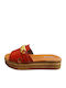 Leather Women's Flat Sandals Anatomic in Tabac Brown Color