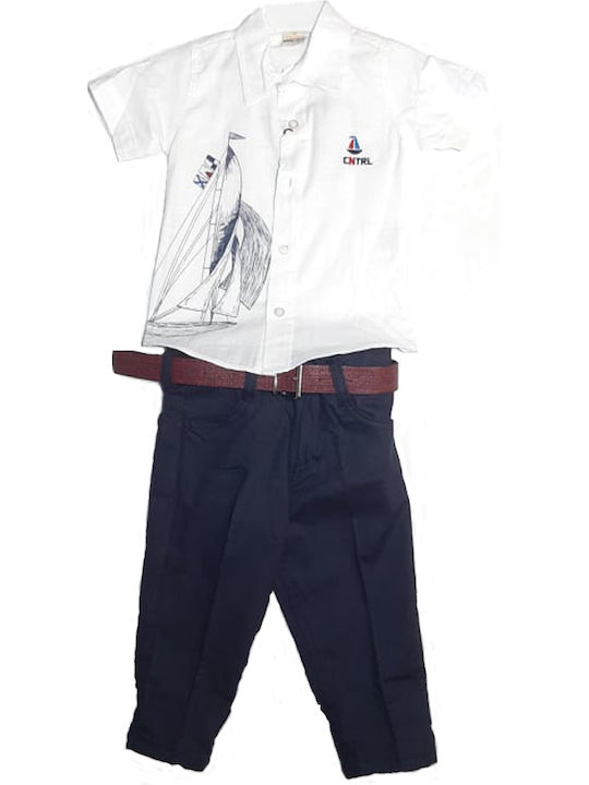 Set pentru copii cu pantaloni Vară 2buc Alb