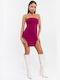 Summer Mini Evening Strapless Purple Dress