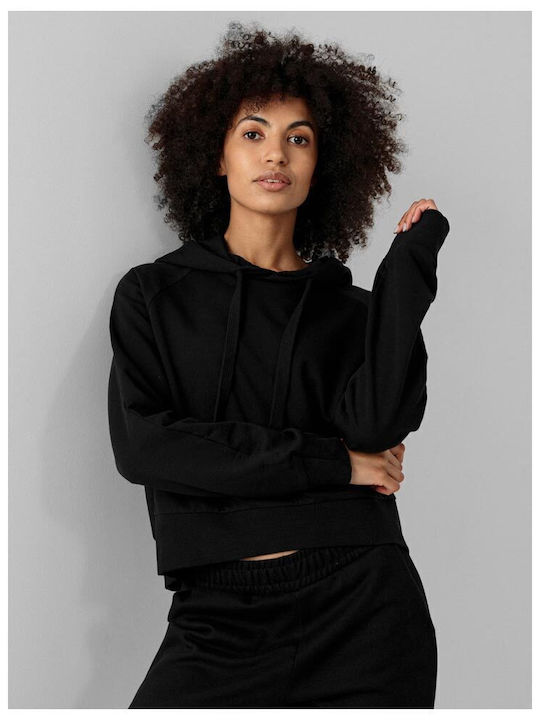 Cropped Women's Sweatshirt Hooded Black
