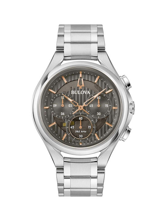 Bulova Curv Watch Chronograph Battery with Silver Metal Bracelet