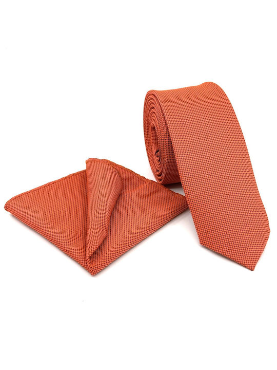 Legend Accessories Σετ Ανδρικής Γραβάτας Μονόχρωμη σε Πορτοκαλί Χρώμα