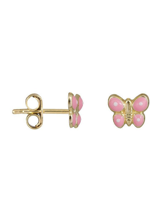 Gold Studs Kids Earrings Butterflies 9K