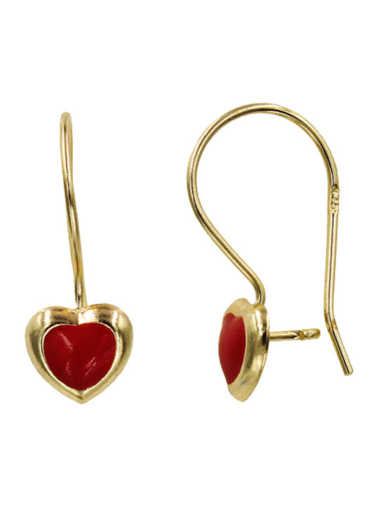 Roloi Kaliamanis Kids Earrings Pendants Hearts from Gold 9K