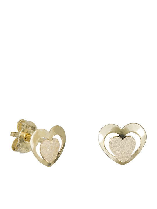 Gold Studs Kids Earrings Hearts 9K