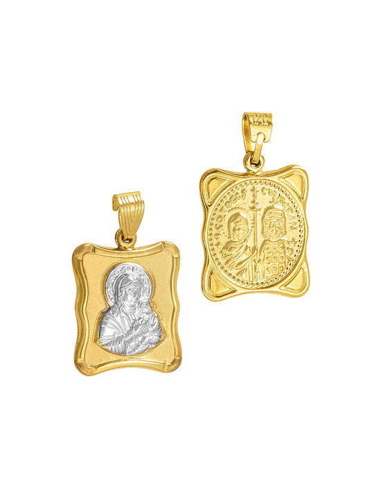 Pendant Kids Talisman Double Sided with Virgin Mary from Gold 14K FLD2138