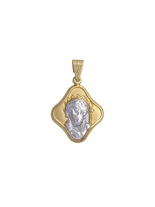 Anhänger Kinder Amulett Beidseitig mit Jesus Christus aus Gold 14K AFK-21552Y