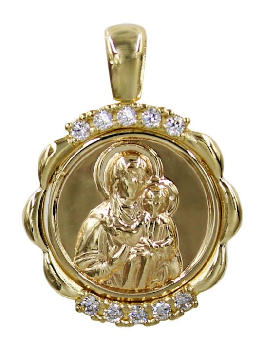 Roloi Kaliamanis Pendant Kids Talisman with the Virgin Mary made of Gold 14K PM1218