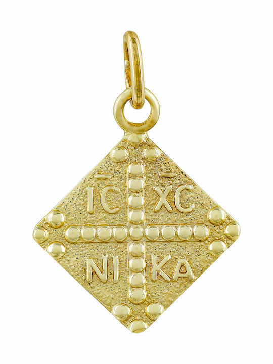 Kiriakos Gofas Pendant Kids Talisman Double Sided Konstantinato made of Gold 14K KN305
