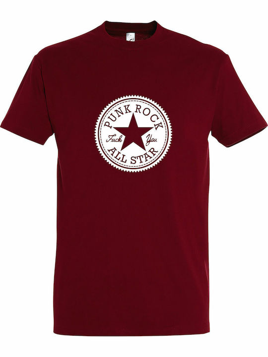 Punk Rock Star, All Star T-shirt Κόκκινο Βαμβακερό
