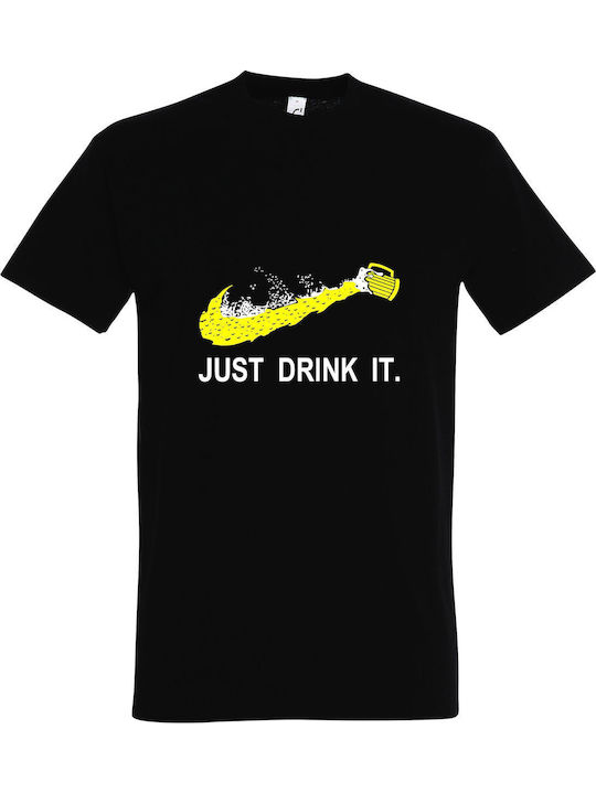 Just Drink It Beer Lover T-shirt Μαύρο Βαμβακερό