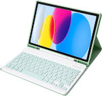 Αποσπώμενο Bluetooth Flip Cover cu Tastatură Engleză SUA Verde (iPad 2022 10.9'' - iPad 2022 10,9") SAS7386G