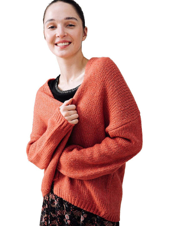 C'est Beau La Vie Women's Knitted Cardigan Orange