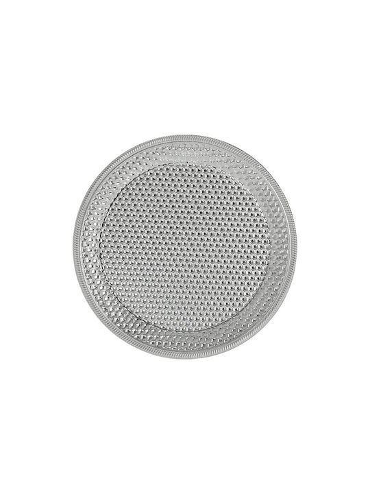 Inart Metallic Decorative Platter Silver 31x31x2cm