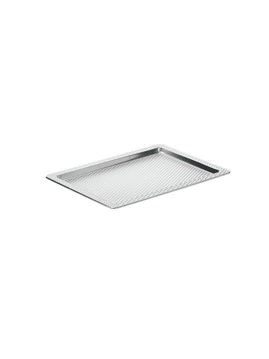 Inart Διακοσμητική Πιατέλα Μεταλλική Ασημί 32x23x2εκ.
