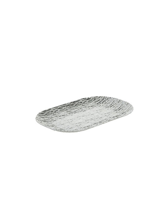 Inart Metallic Decorative Platter Silver 43x26x2cm