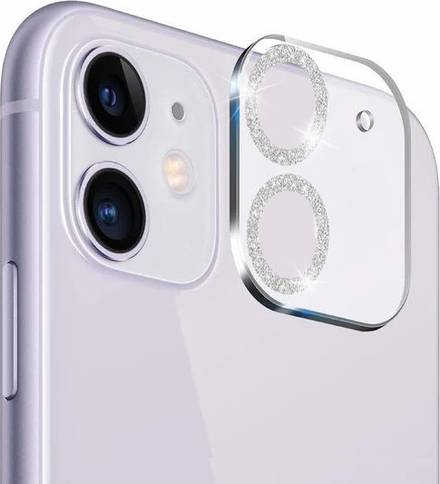 Glitter Full Cover 9H Προστασία Κάμερας Tempered Glass Silver για το iPhone 11
