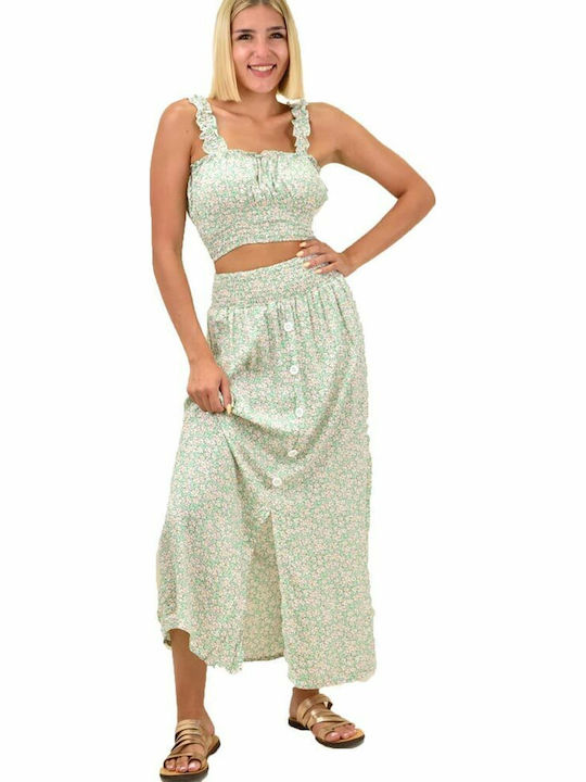 Potre Set with High-waisted Midi Skirt Floral G...