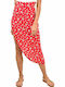 Potre High Waist Midi Skirt Floral in Red color