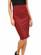 Potre Pencil High Waist Midi Skirt Checked in Red color