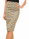 Potre Pencil High Waist Midi Skirt Checked in Yellow color