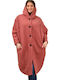Curly Women's Pink Coat Oversized with hood