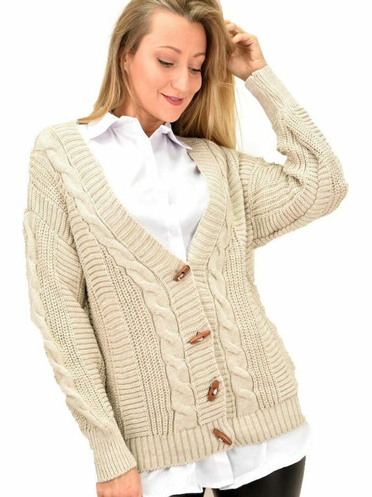 Potre Women's Knitted Cardigan with Buttons Beige