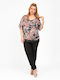 Damen Sommer Bluse Kurzärmelig Schwarz