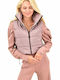 Potre Women's Short Puffer Jacket for Spring or Autumn Pink