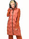 Lang Damen Ärmellos Puffer Jacke für Winter Rot