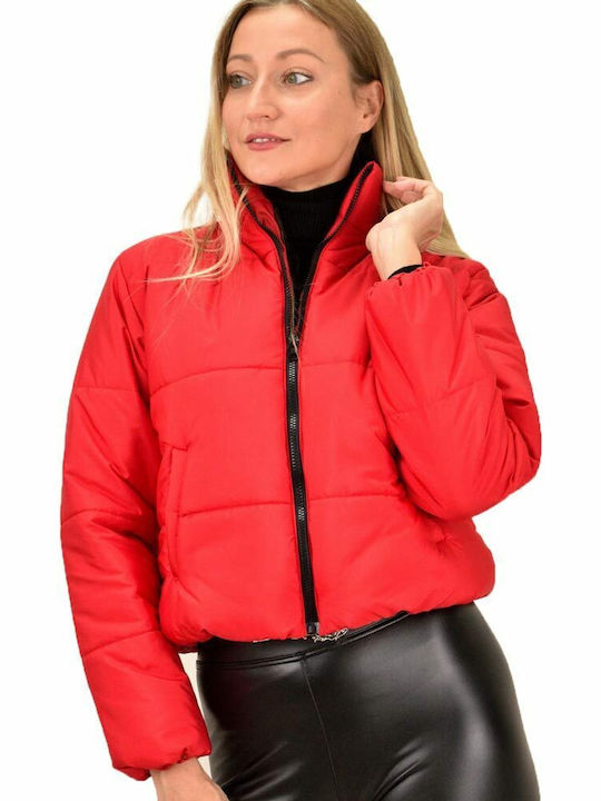 Potre Women's Short Puffer Jacket for Winter Red 050702573