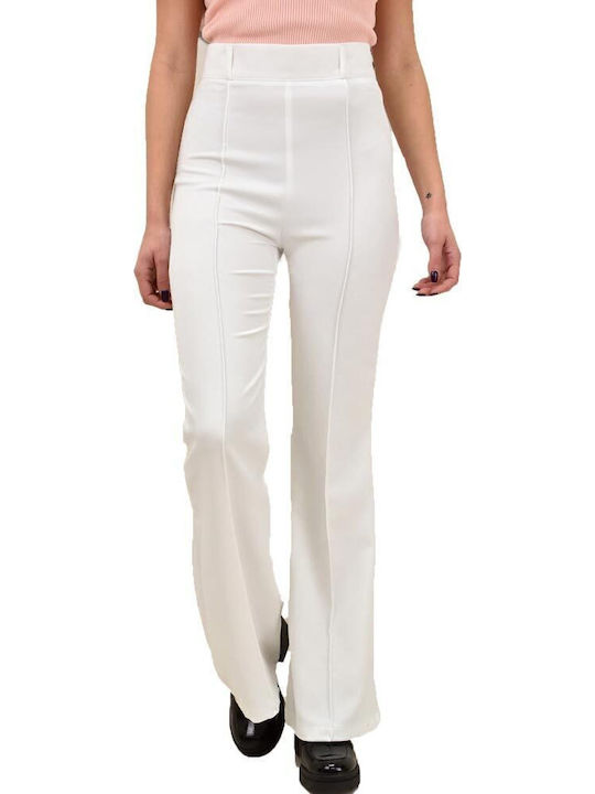 Dama Tesatura Pantaloni Evazați Alb