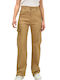 Potre Women's Cotton Cargo Trousers in Loose Fit Beige