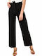 Women's High-waisted Fabric Trousers with Elastic Black