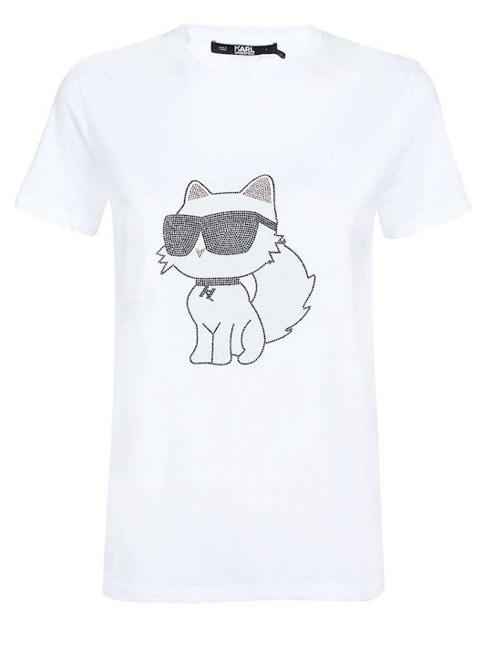 Karl Lagerfeld Ikonik Damen T-Shirt Weiß