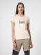 4F Women's Athletic T-shirt Striped Beige