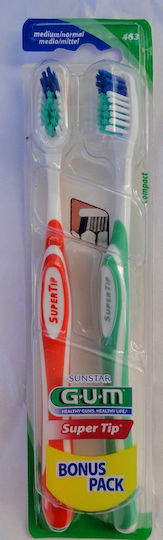 GUM Super Tip Compact 463 Zahnbürste Mittel Orange / Green 2Stück