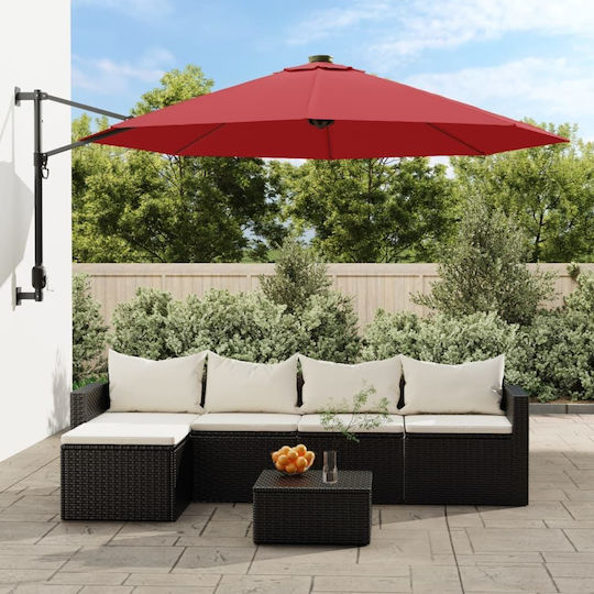 Umbrelă De Perete Rotundă Din Aluminiu Roșie Φ2.9m