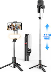 Techsuit L15 Selfie-Stick mit Bluetooth / Fernsteuerung Schwarz