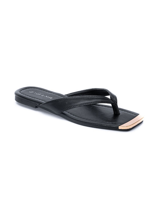 Voi & Noi Women's Flat Sandals in Black Color