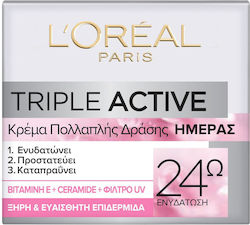 L'Oreal Paris Triple Active Feuchtigkeitsspendend Creme Gesicht Tag für Trockene/Empfindliche Haut 50ml