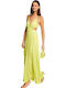 Morgan Καλοκαιρινό Maxi Φόρεμα για Γάμο / Βάπτιση Πράσινο