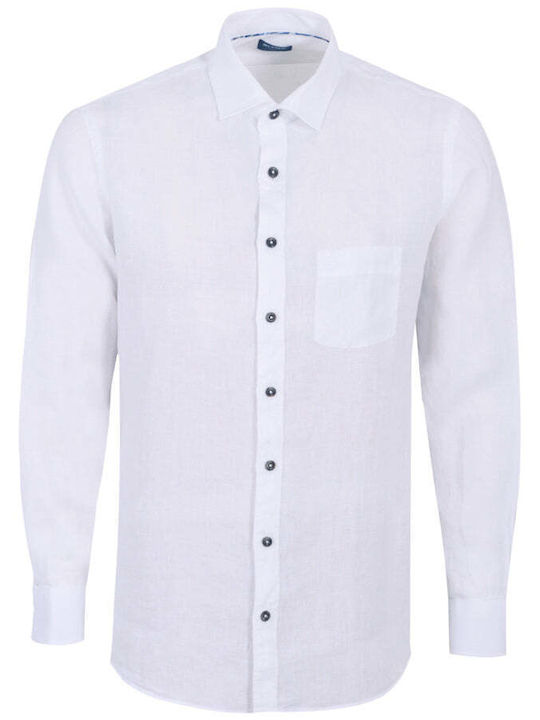 Olymp Men's Shirt Long Sleeve Linen White