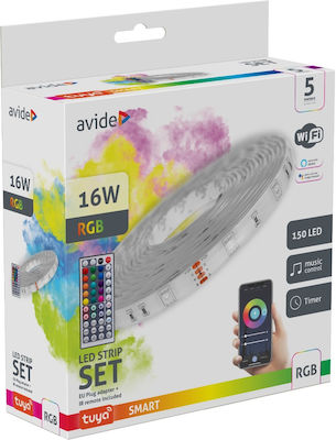 Avide Rezistentă la apă Bandă LED Alimentare 12V RGB Lungime 5m cu Telecomandă