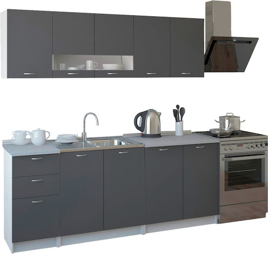 Bentlee Set Hängeschränke & Bodenschränke Küche mit Arbeitsplatte Gray 200x46Stück Bentlee Set Hängeschränke & Bodenschränke Küche mit Arbeitsplatte Gray 200x46Stück