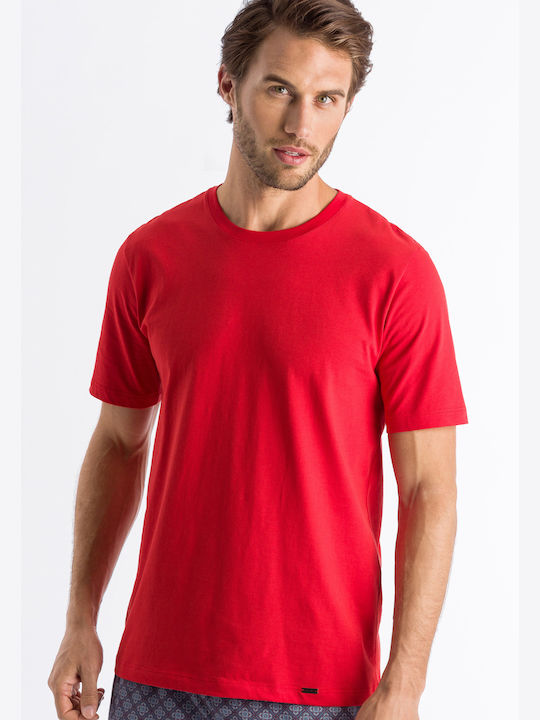 Hanro T-shirt Bărbătesc cu Mânecă Scurtă Roșu