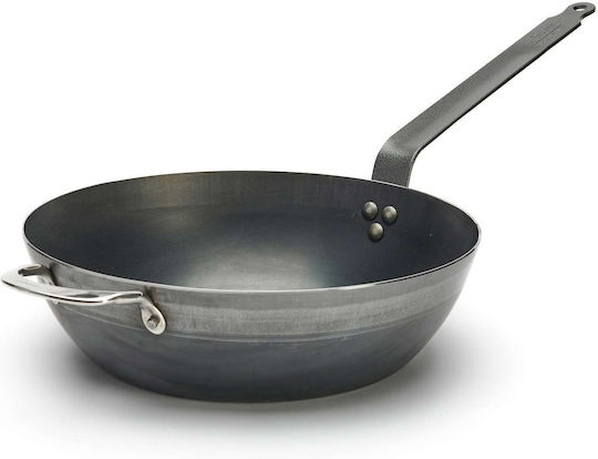 De Buyer Outdoor Blue Steel Wok από Ανθρακούχο Χάλυβα με Αντικολλητική Επίστρωση 32cm