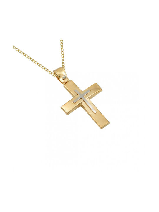 Herren Gold Kreuz 14K mit Kette