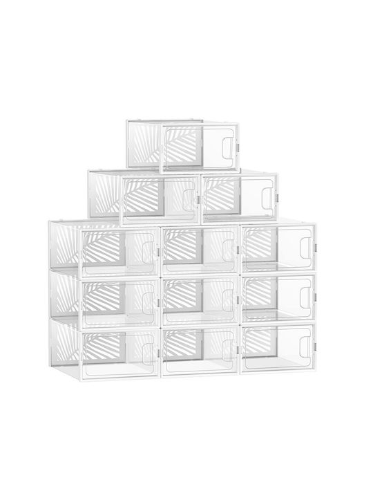 Songmics Kunststoff Aufbewahrungsbox mit Deckel Transparent 12Stück
